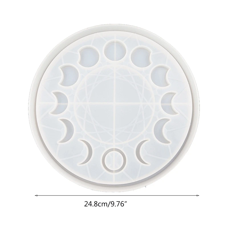MXME DIY Crafts Star Moon Clock Dial Crystal Epoxy Resin Mold Lunar Ornament Plate Silicone Mould