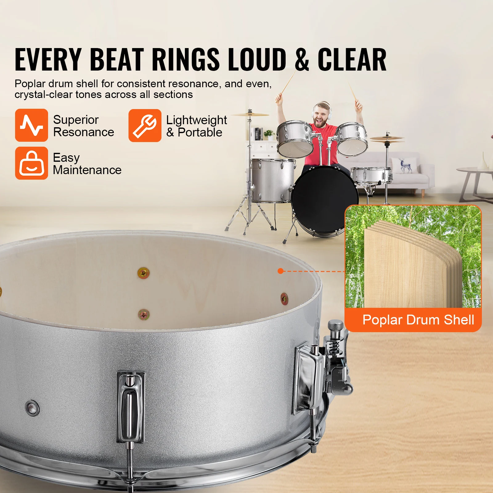 SucceBuy Adult Drum Set 5-Piece 22 inch Complete Full Size Drum Kit with Bass Toms Snare Floor Drum Beginner Drum Kit for Adults