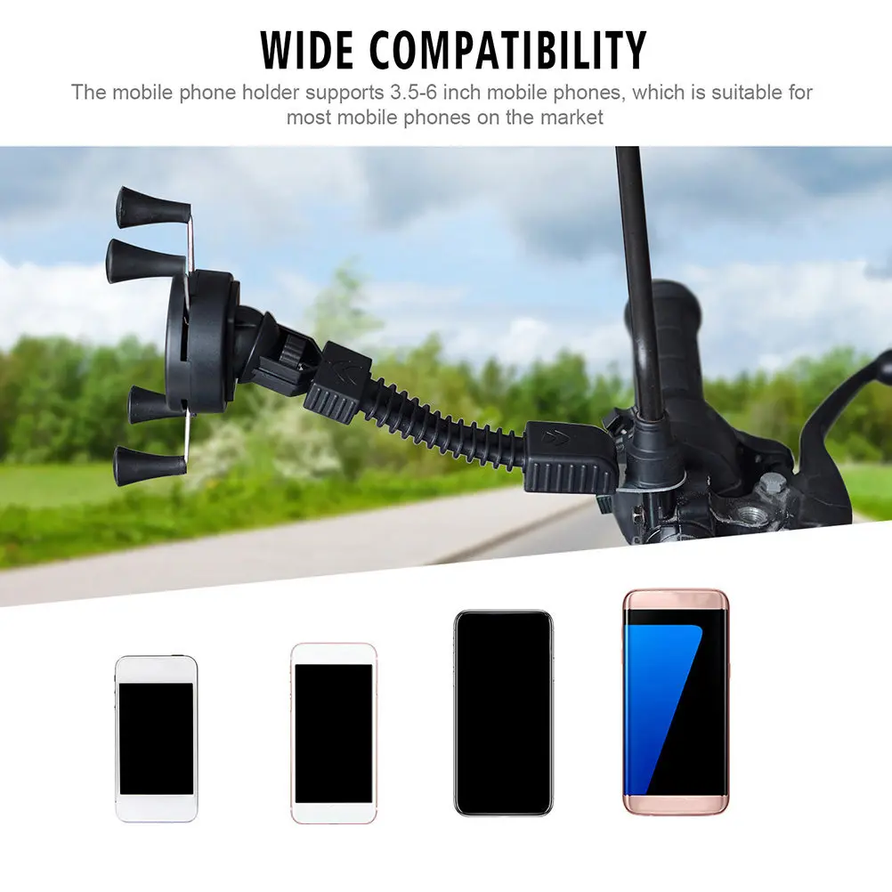 

-Shaped Motorcycle Phone Holder Stable Mobile Support Mount Bracket Flame Resistant Rearview Mirror Fix for Electric