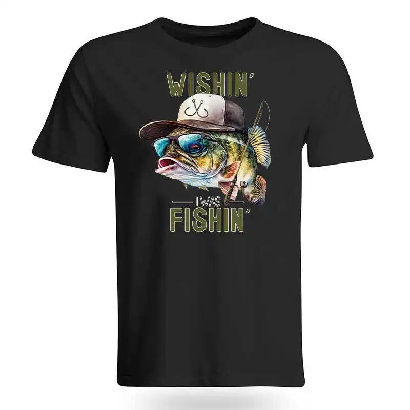 2026 جديد لوا الصيد الجرافيك طباعة جثم اليوسفي الأسماك طباعة حجم كبير الرجال والنساء القطن قصير الأكمام فضفاضة تناسب تي شيرت #1