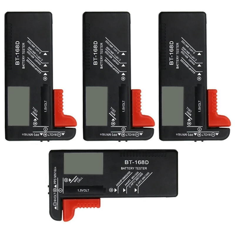 4 Pcs Battery Tester AA AAA Battery Capacity Indicator 18650 Lithium Battery Level Tester Voltage Meter Monitor Detector