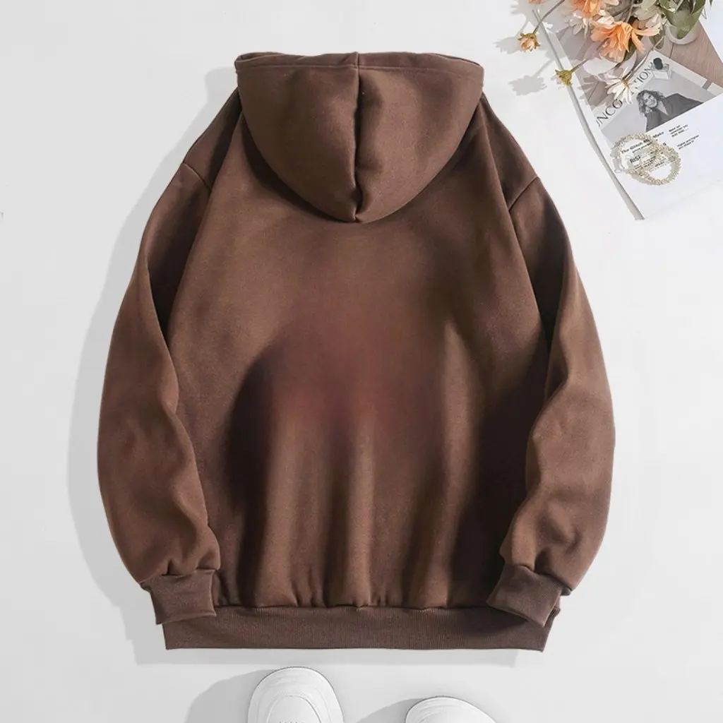 여성용 플리스 안감 후드티 가을 겨울 유럽 미국 신상 레터 프린트 백백 칼라 패션 탑