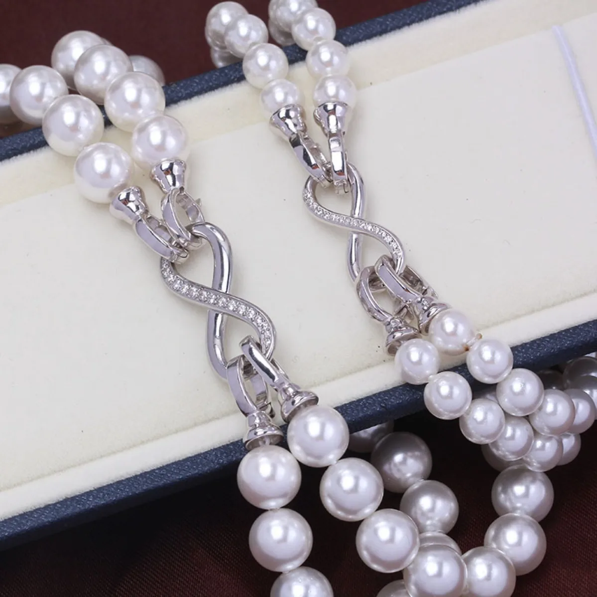 S925 Sterling Silver Figure‑Eight Double‑Row Zircon Toggle Clasp Necklace Bracelet Connector DIY Pearl Agate Jewelry Making Supp