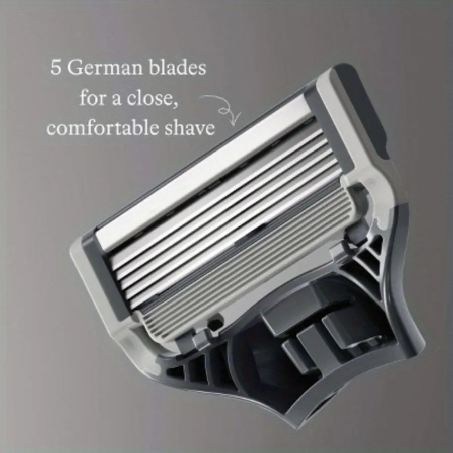 5 枚刃メンズカミソリ - カミソリハンドル 1 個 + カミソリ交換刃 2 個 - クロムメッキハンドル