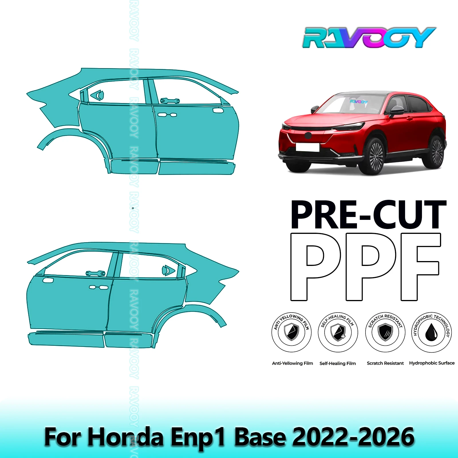 

For Honda Enp1 Base 2022-2026 8.5mil Clear Matte Pre-Cut PPF Door & A/B Pillar Kit TPU Paint Protection Film Set