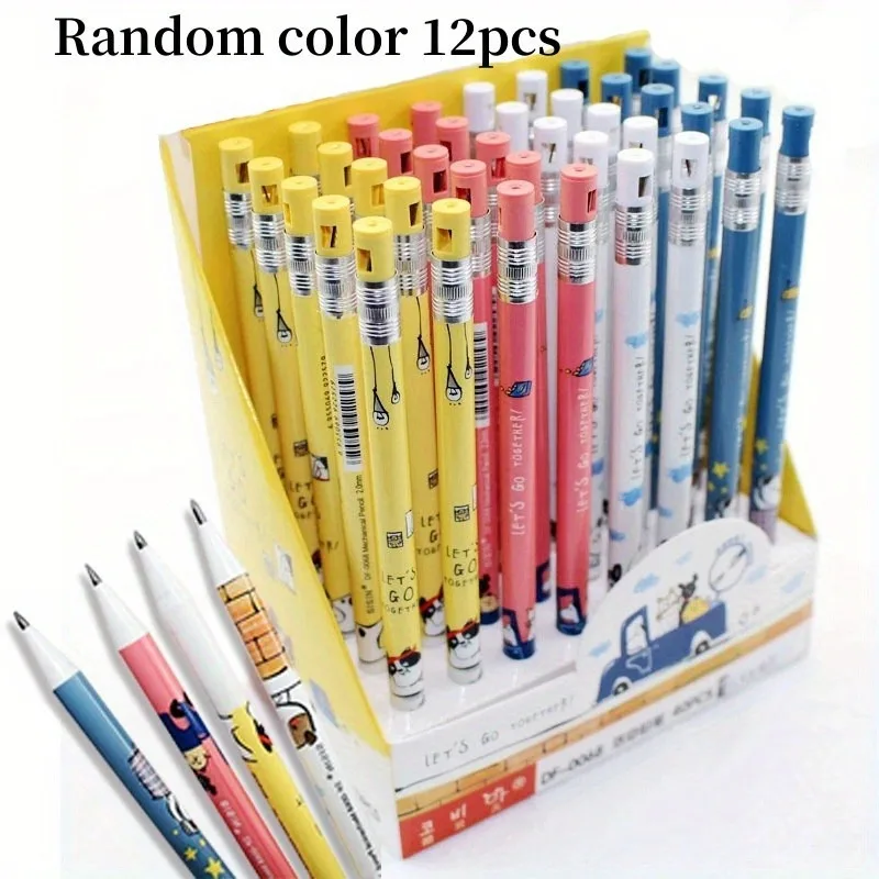 

12/set 2.0mm mechanical pencils for animals, cats and dogs, automatic pencils for writing and drawing, random colors
