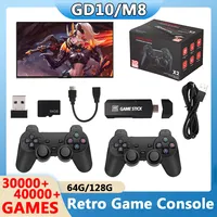 4K HD Wireless Controllers 40000+ Games 2.4G Arcade Console Support TF Card Expansion TV Mini Game Console Max 256GB for PS1