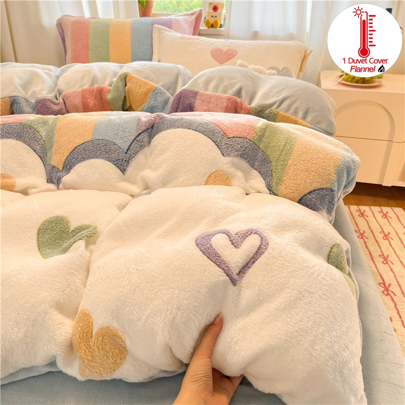 Super Soft Flannel Duvet Cover 1Piece (No Pillowcases), Cozy Warm Flannel Bedding Quilt Cover, Durable Comfortable for Bedroom