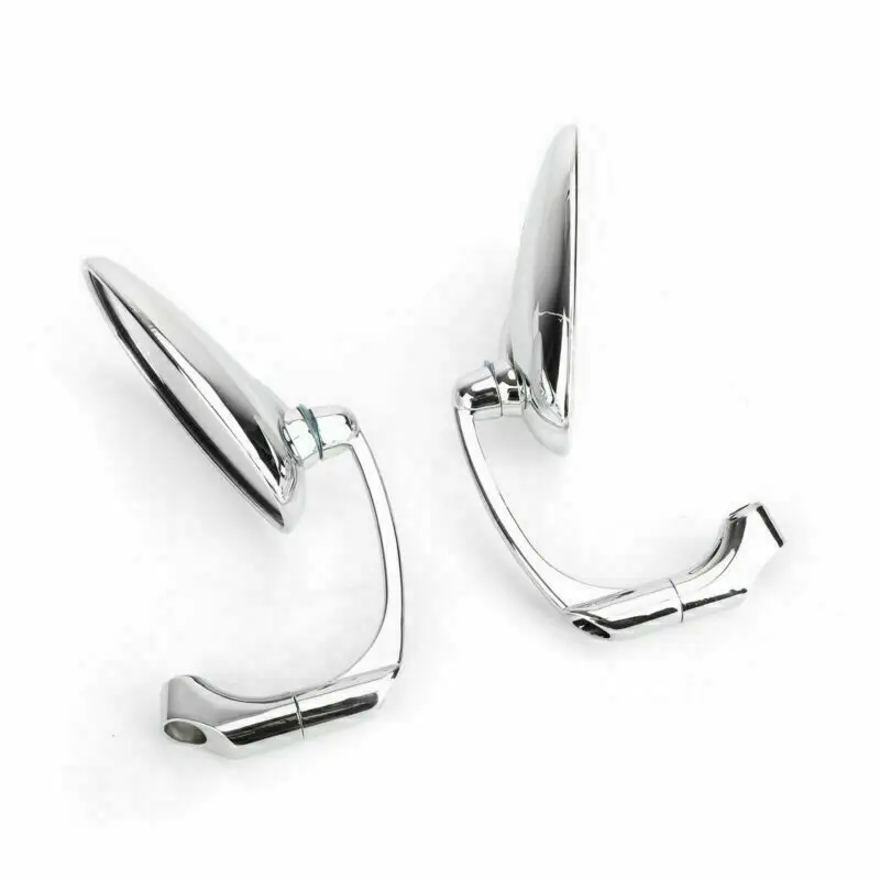 Wow Pair M8 M10 Retro L Bar Oval Rearview Mirrors Motorcycle Cafe Racer Bobber Chopper Cruiser Custom CH GN CG Side Handlebar image 4