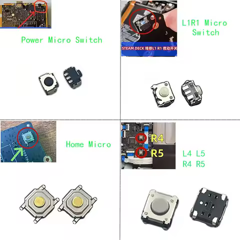 2-10PCS Home &amp;L1 R1 Micro Switch Button &amp; L4 R4 L5 R5 Buttons &amp; Power Micro Switch Button For Steam Deck Console Repair Part