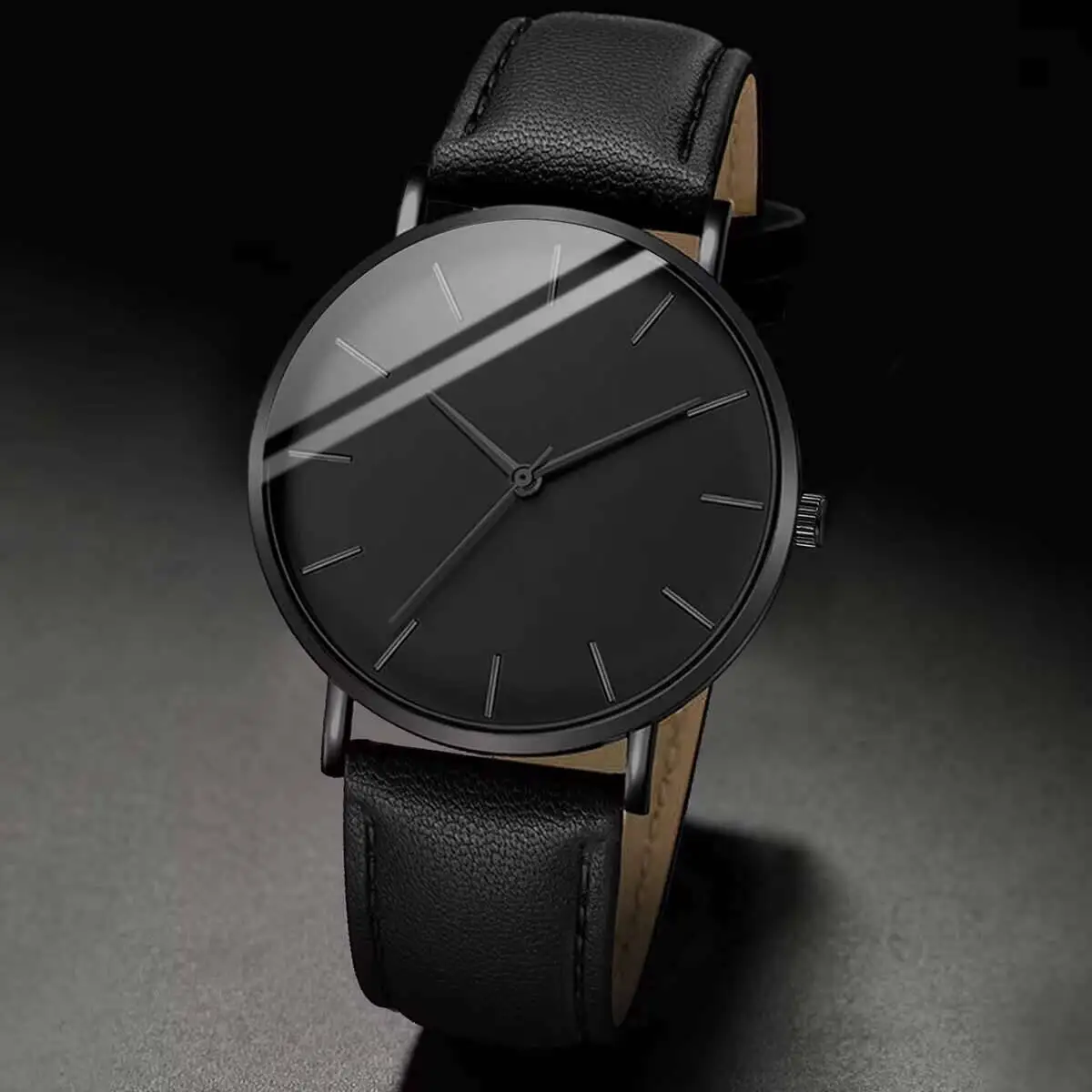 Men Business Watches Fashion Ultra-thin Dial Quartz Watch Casual Leather Band Men's Wristwatch Reloj Hombre