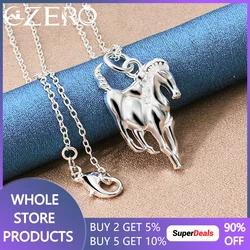 ALIZERO 925 Sterling Silver Horse Pendant Necklace 16-30 Inch Chain For Man Woman Fashion Charm Wedding Party Jewelry Gifts