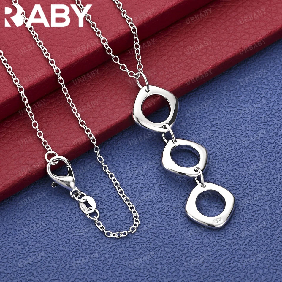 

URBABY 40-75cm 925 Sterling Silver Square Pendant Necklace Anniversary Gift Popular Wild Fashion Romantic Jewelry
