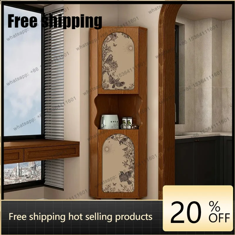 jj4  Best Seller French Solid Wood Triangular Cabinet, Corner Corner Cabinet Next To The Sofa In The Living Room, Locker Customi