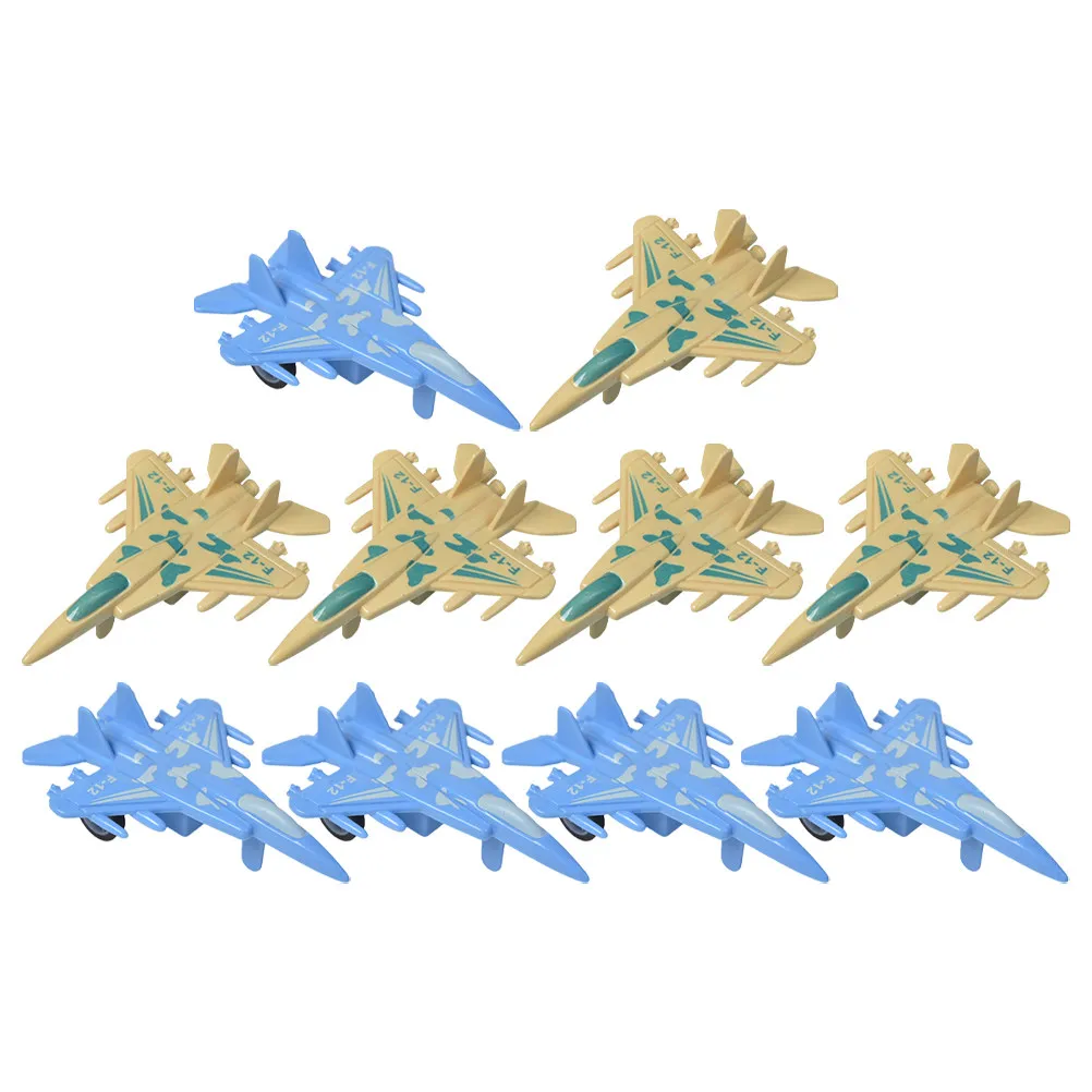 10Pcs Inertial Return Aircraft Cartoon Plane Small Plastic Vehicle Early Educational Playthings Kids Development Hand Motor