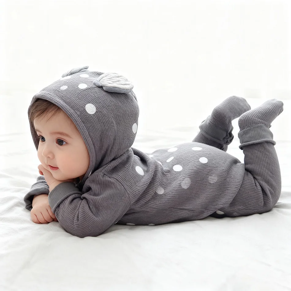 

Наряд для малышей с оленем, подарочный комплект для новорожденных, уютный комбинезон с животными и капюшоном, милый комбинезон унисекс для маленьких мальчиков и девочек, зимне-осенняя верхняя одежда