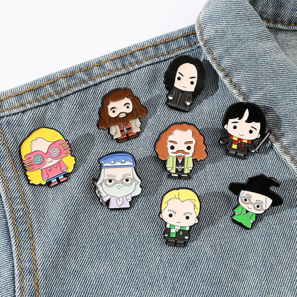 9styles Anime Figure Brooch Harries Potters Creativity Cartoon Badge Decoration Diy Enamel Pins Accessories Kids Jewelry Gifts