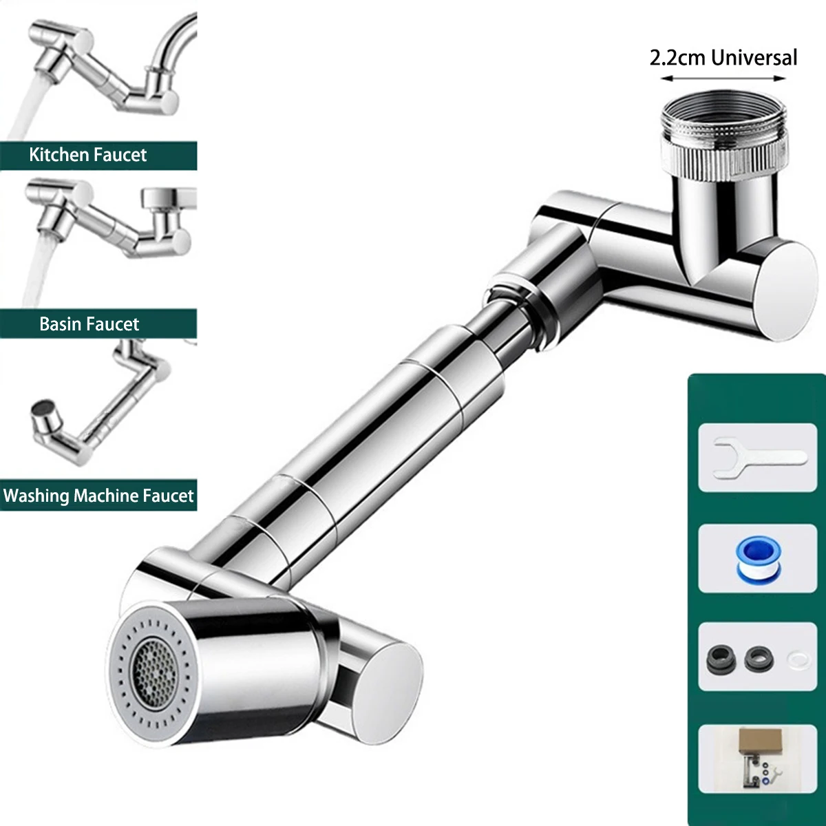 Universal 1440° Rotation Faucet Extender Metal Copper Spray Head Tap Extension Kitchen Sink Faucet Aerator Extender 2 Spray Mode