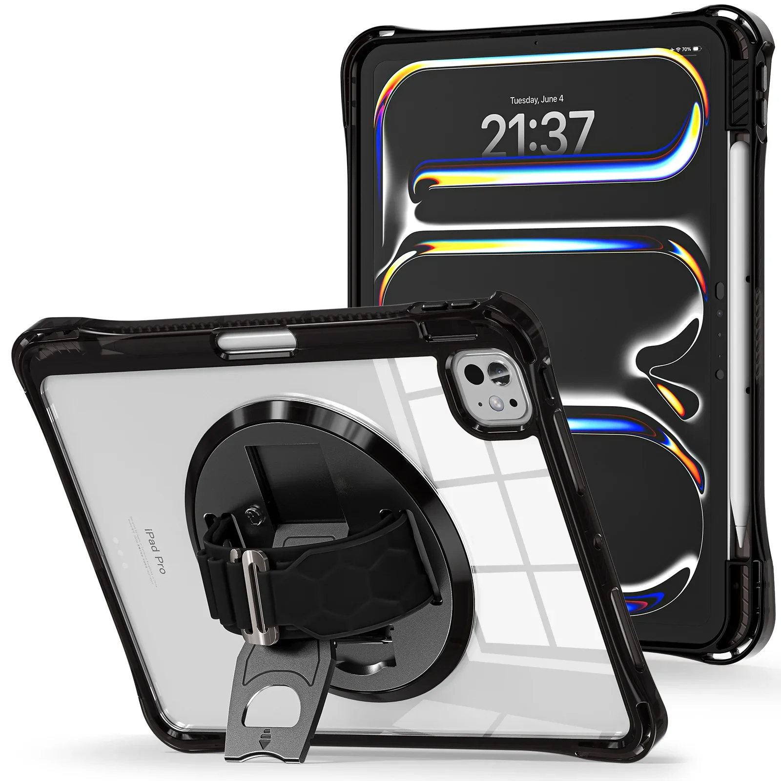 

Чехол для планшета с вращающейся подставкой для iPad 2025 Pro 13 11 Air 4 5 6 7 8 9 10-го поколения, 11-го поколения, противоударный прозрачный чехол