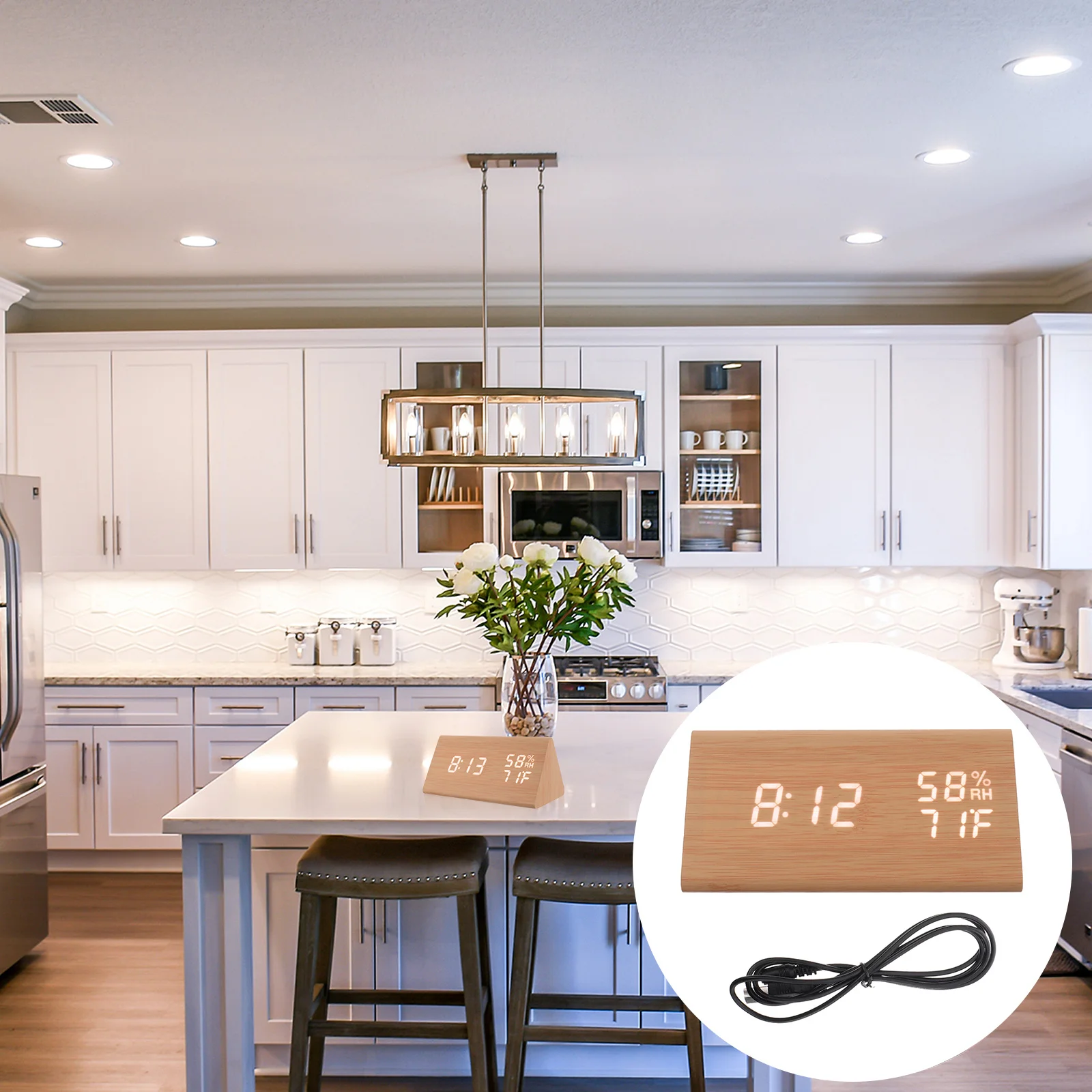 

Wooden Alarm Clock Sound Control Usb Sound Control Clocks Powered Digital Time Display For Bedroom Office Decor