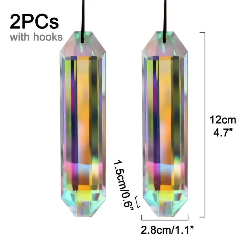 2 Pcs Sun Catcher Window Prism Pendant Glass Crystal Rainbow Manufacturing Garden Hanging Ornament, Home, Garden Art Decoration