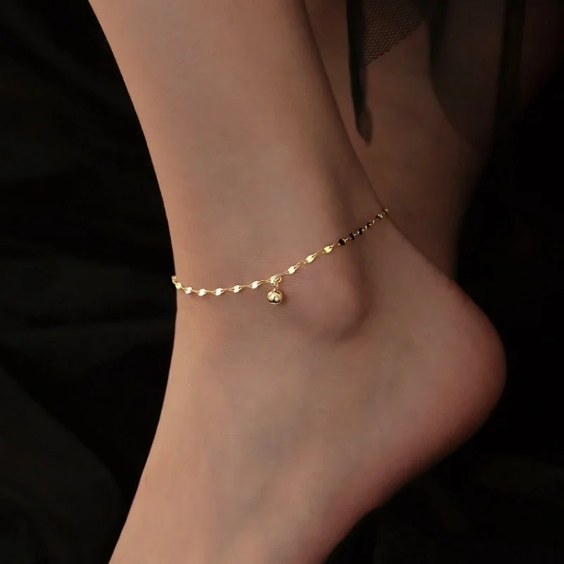 Summer Beach Jewelry Gold Plated Stainless Steel Thin Lip Chain Anklet Bracelet for Women