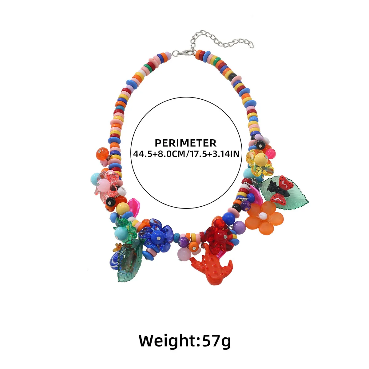 ZAA Multicoloured Bead Choker High Qualit Resin Flower Pendant Necklaces For Women 2025 Trend Jewelry Accessories Gifts