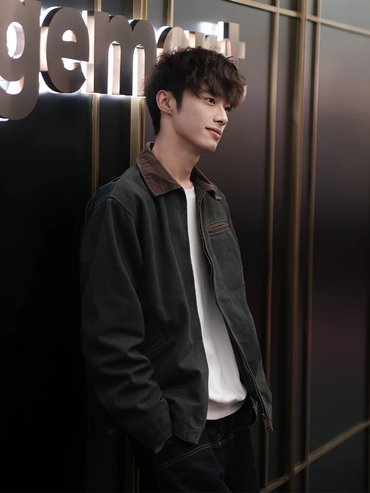 

Waed Vintage Detroit Jaet, мужская парусиновая рабочая одежда, пальто, осеннее пальто с воротником Cleanfit, цветная блузка-стойка на молнии...