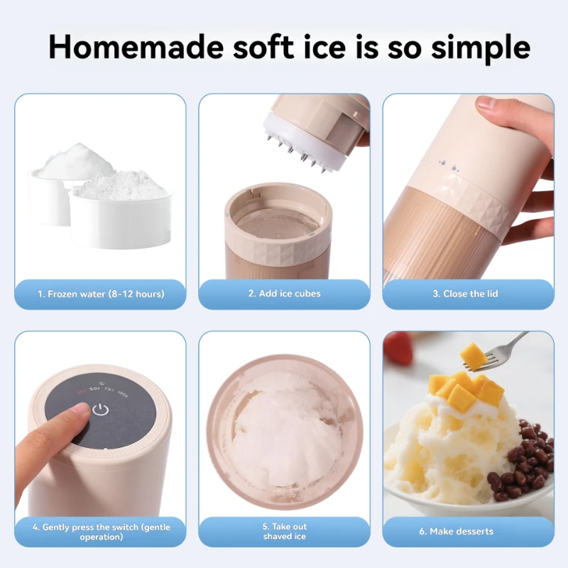 White Household small ice machine full-automatic electric Shaved ice household portable ice sander multi-function ice breaker view 3