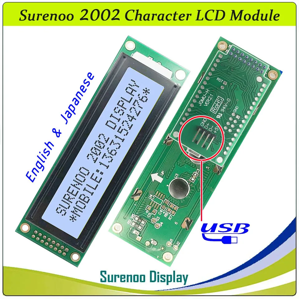 LCD2USB USB 202 20X2 2002 CRISTALLI LIQUIDI del Carattere Modulo Display del Pannello Dello Schermo di sutible LCD Smartie e AIDA64 per PC FAI DA TE