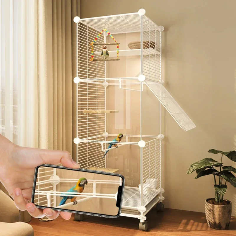 Clear Loungefly Bird Cage Large Pigeon Cockatiel Accessories Canari Bird Cage Parrot House Gaiola Para Passaros Furniture YN50BC