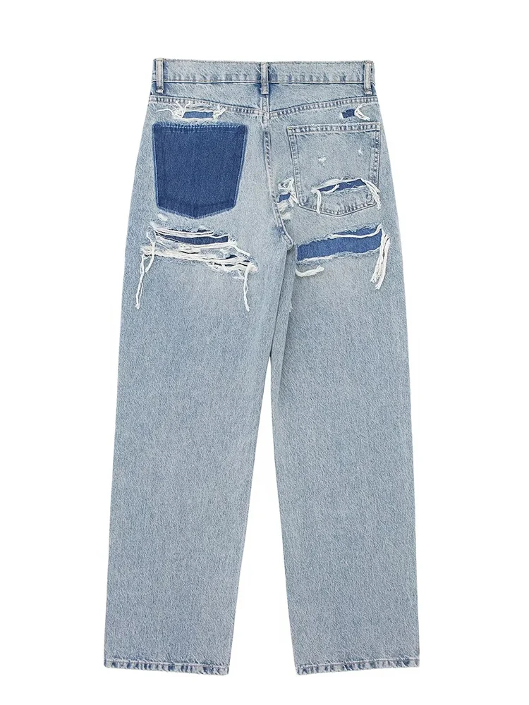 Jean taille haute à jambes larges pour femmes, pantalon en denim décontracté pour documents d\'abonnés, mode rétro, rue haute, ville de Murcia, été,