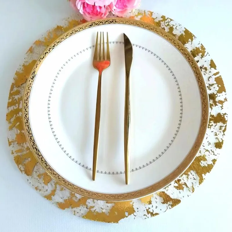 

Disposable gold foil placemat, mesh mesh hollow table mat, wedding, festival, party decoration