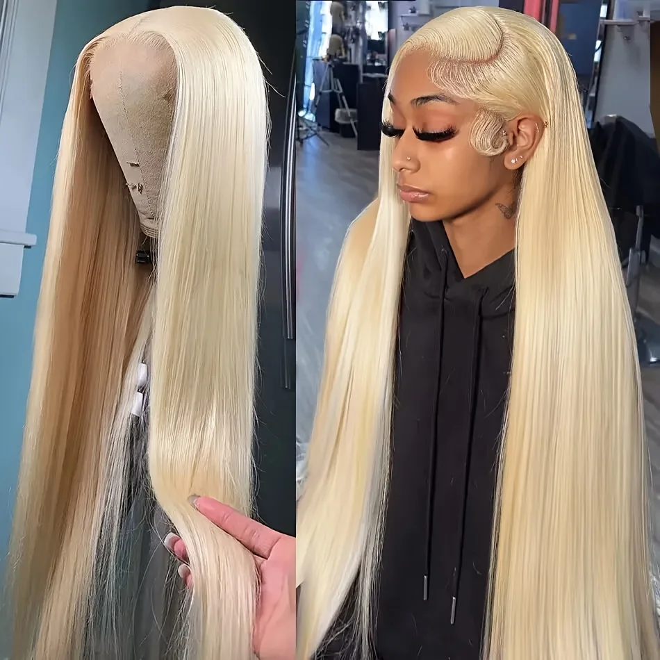 Smilegirl Human Hair Wigs for Women 613 Straight Brazilian Human Hair Wig Blonde 13X4 Bone Straight Pre-Plucked Transparent Lace Front Wigs with Natural Hairline 613 Color Lace Frontal Wig