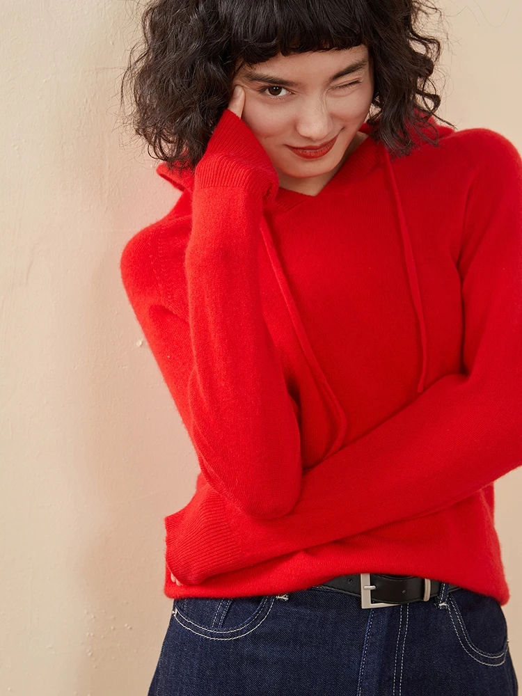 

20 Colors Cashmere Sweater Women Hooded Seamless Pullover Autumn Winter Basic Raglan Sleeve 100% Cashmere Knitwear Clothes Tops