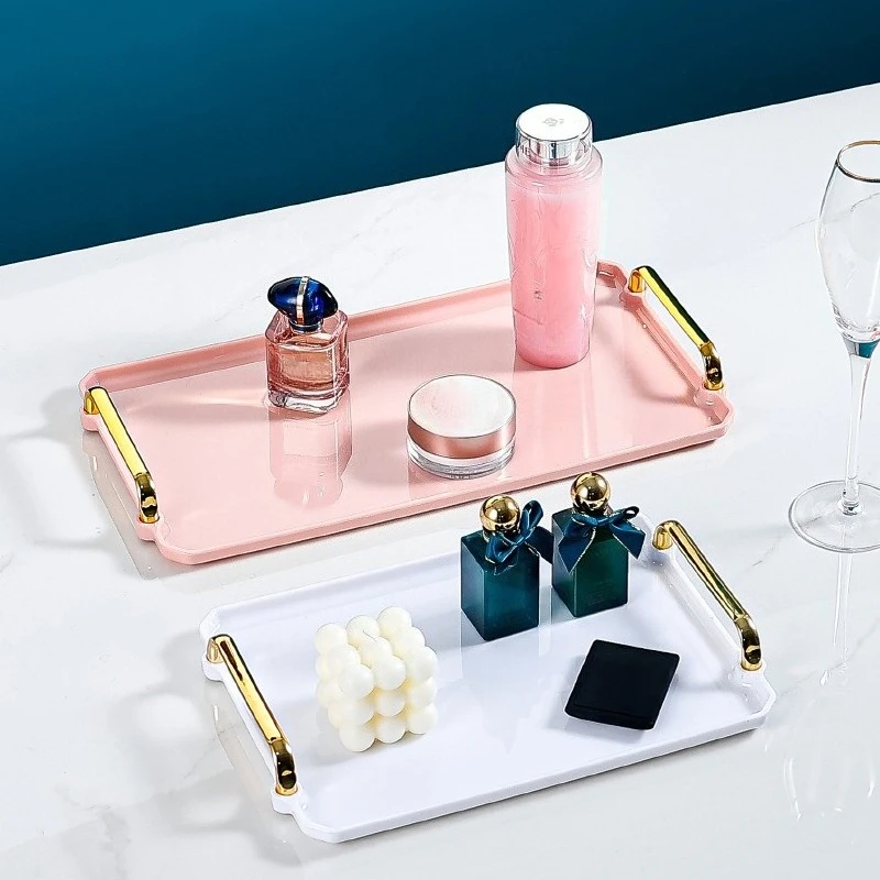 Bandeja de plástico para almacenamiento de alimentos, bandejas para postre, té, platos de pan para desayuno, plato cosmético Rectangular, herramientas de cocina, bandejas, bandeja de Perfume