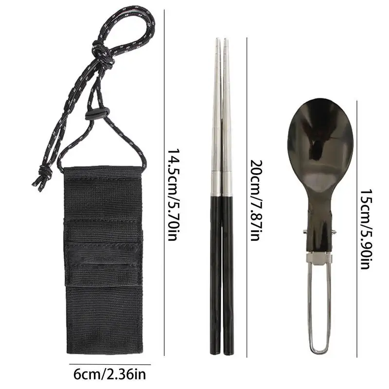 Foldable Spoon Chopsticks Travel Camping Eating Set & Cooking Utensils Multi-Functional Travel Camping Cutlery Set For Travel view 5