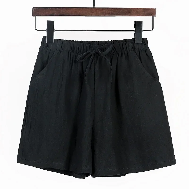 

Women Cotton Shorts Summer Casual Cotton High Waist Loose Shorts For Women Soft Cool Female Wide Leg Shorts