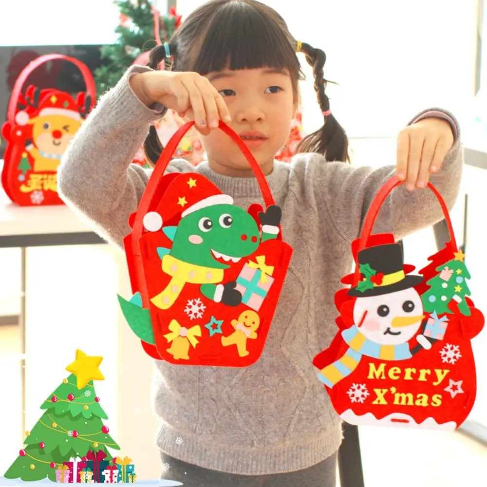 Crafts Snowman Educational Toys DIY Toy Dianosour Kindergarten Material Package Christmas Tree Bag DIY Felt Christmas Bag Toy