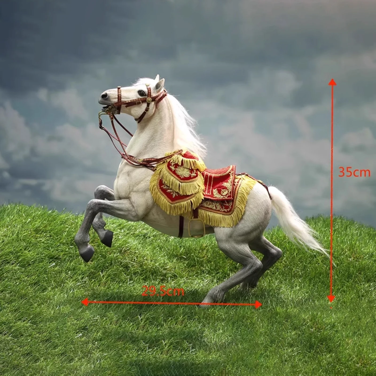 نموذج حصان عسكري بمقياس 1/6 - E60078 شخصية خيول الفرسان الثابتة مع حزام جلدي وسرج لشخصية العمل مقاس 12 بوصة