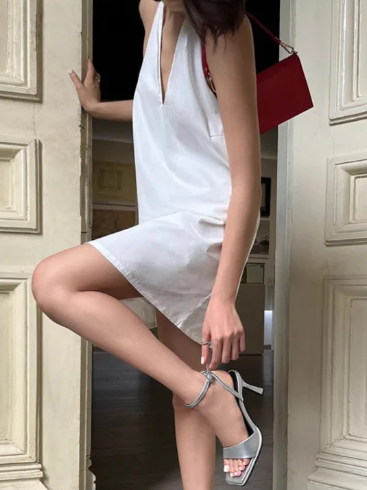 Kleider für Damen, Jacquard, Sommer, Seide, Ombre, Neckholder, Blütenblatt-Ausschnitt, knöchellang, Strandmode, Meer, künstlerisches Festival, süßes Mädchen, OL