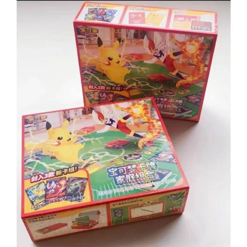 100% Originele Pokemon Familie Combinatie Geschenkdoos PTCG Trading Vereenvoudigde Chinese Kaart Anime Collectible Kaarten Speelgoed Verjaardagscadeau