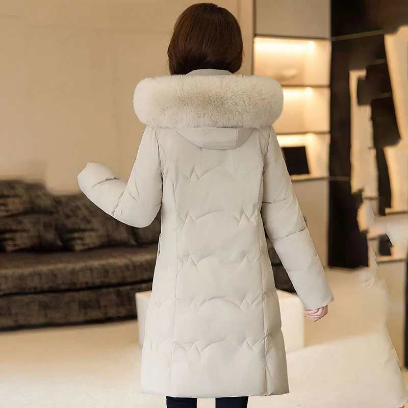 Fashion Loose Mid-Length Cotton-Padded Jacket Hooded Thick Warm Parka Winter 2024 New Down Cotton-Padded Jacket Women Overcoat