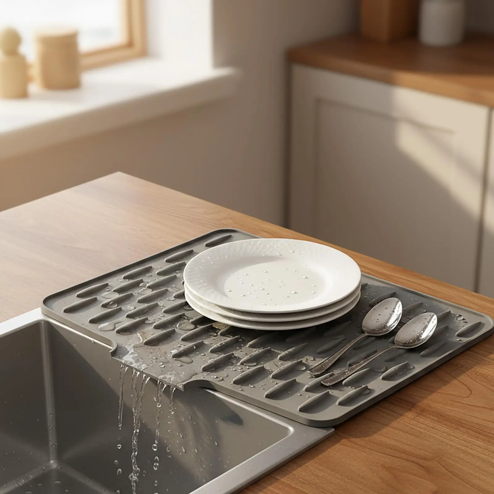 Bevel Silikon Ablauf Pad Trocknen Matte Töpfe Dish Ablauf Matte Für Küche Geschirr Nicht-slip Matten Anti-verbrühen untersetzer Küche Utensilien