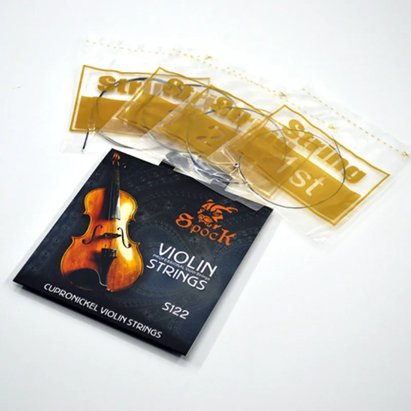 Juego de cuerdas de violín Spock S122, accesorio de níquel y plata, compatible con violín 3/4 4/4, núcleo de acero inoxidable, níquel y plata enrollada, 1 Juego