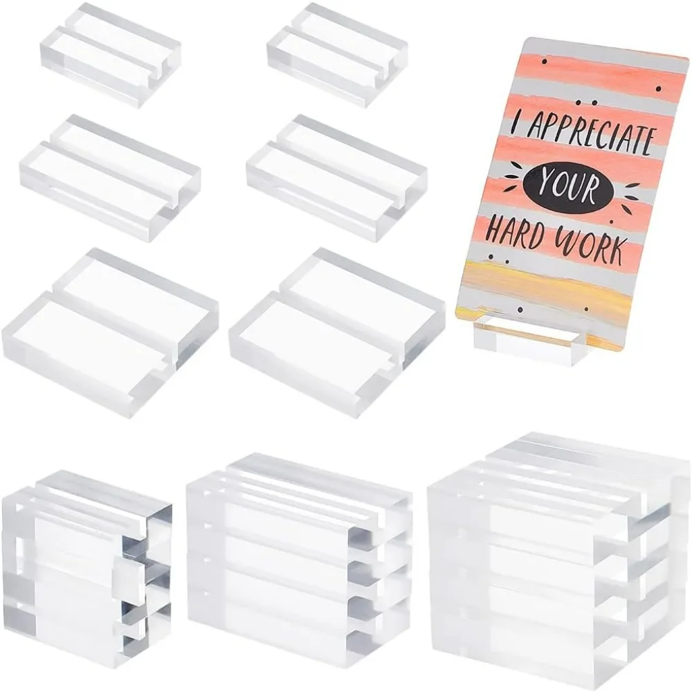 20pcs Acrylic Place Card Holders 3 Styles Table Number Stands Sign Holders Picture Holder Clear Photo Stands Sign Base