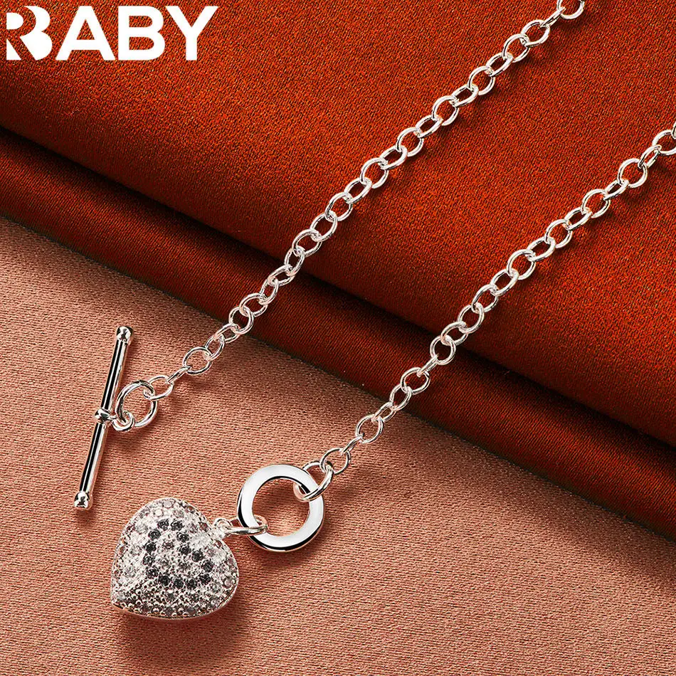 

URBABY 925 Sterling Silver Zircons Heart Necklace For Women Anniversary Gift Popular Wild Fashion Romantic Jewelry