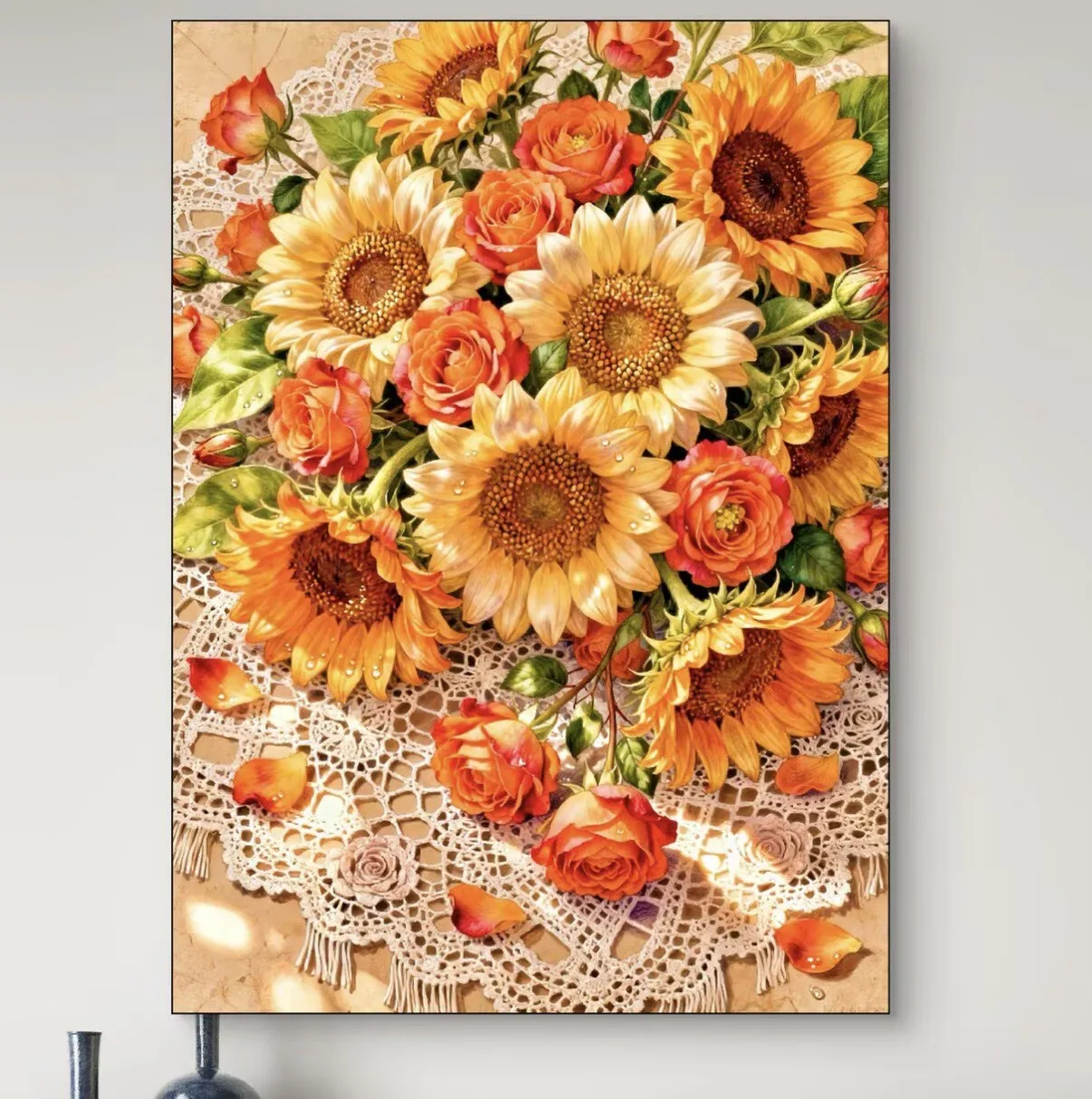 

9CT 14ct Sunflowers Printed Kit Cross Stitch Embroidery DIY Needlework Home Decor Crafts With Needles Threads