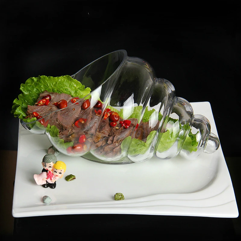 

Creative snail shell transparent glass tableware restaurant salad dinner plate kitchen supplies platos de piedra glass plate