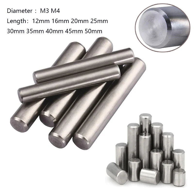 10pcs/25pcs/50pcs M3 M4 Cylindrical Pin Locating Dowel 304 Stainles Steel Fixed Shaft Solids Fixing Lock Pin Metal Rod